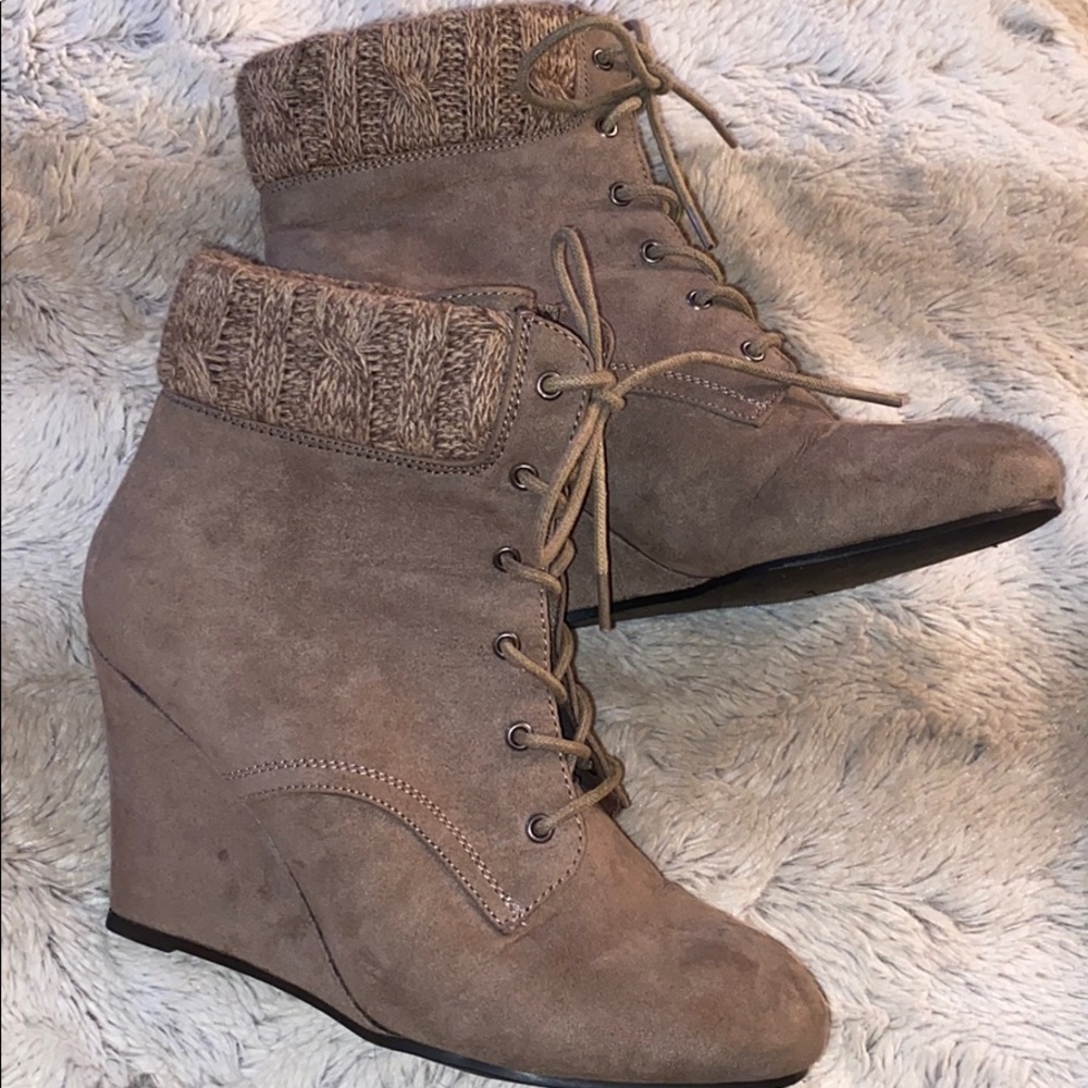 Suede Wedge Booties